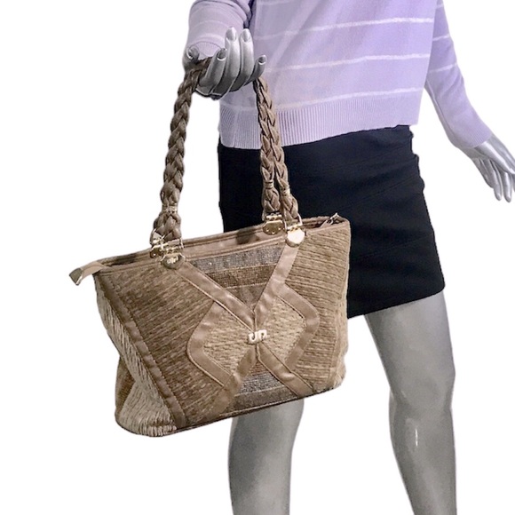 Pier Giorgio Italy Vintage Tapestry Carpet Handbag Shoulder Bag Purse Beige - Picture 1 of 16